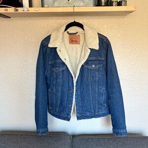 Levi's Dark Denim Jacket with Sherpa Lining